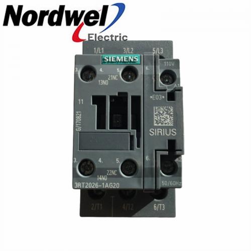 SIEMENS | 3RT2026-1AG20 | CONTACTOR S0 25A 110VAC 1NO/1NC SCRW
